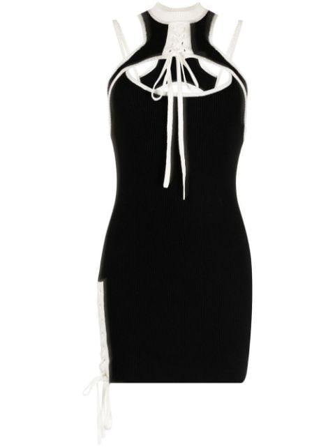contrast-trim lace-up mini dress by MONSE