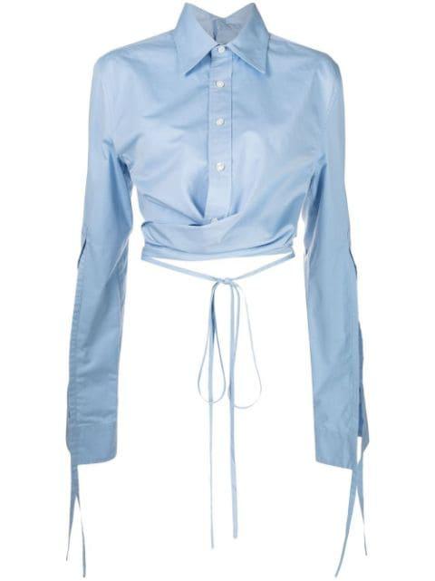 cropped wrap-front shirt by MONSE