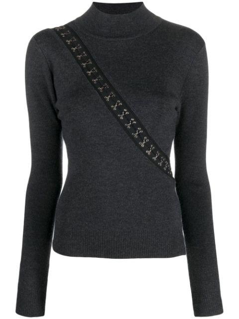 hook-detail mock-neck jumper by MONSE