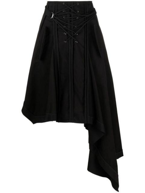 lace-up asymmetric skirt by MONSE