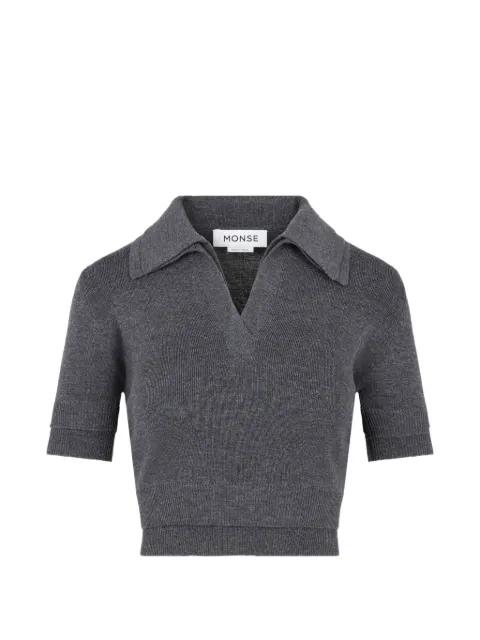 polo-collar layered T-shirt by MONSE
