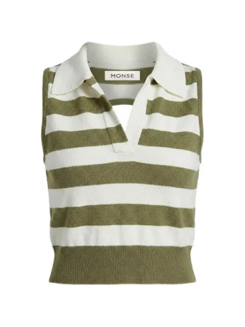 polo-collar striped top by MONSE