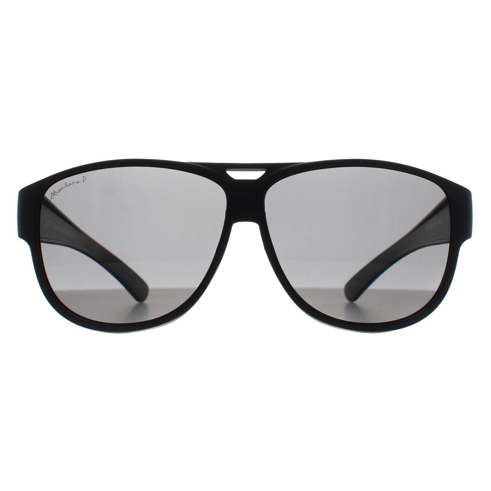 Aviator Matte Black Smoke Polarized FO6 Fit Over Glasses Sunglasses by MONTANA