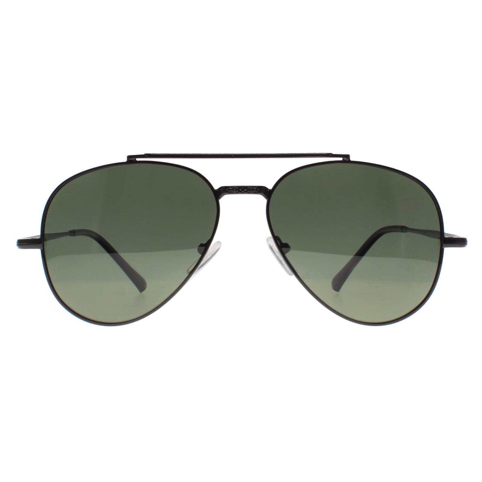 Aviator Shiny Black Green G-15 Polarized MP185 by MONTANA