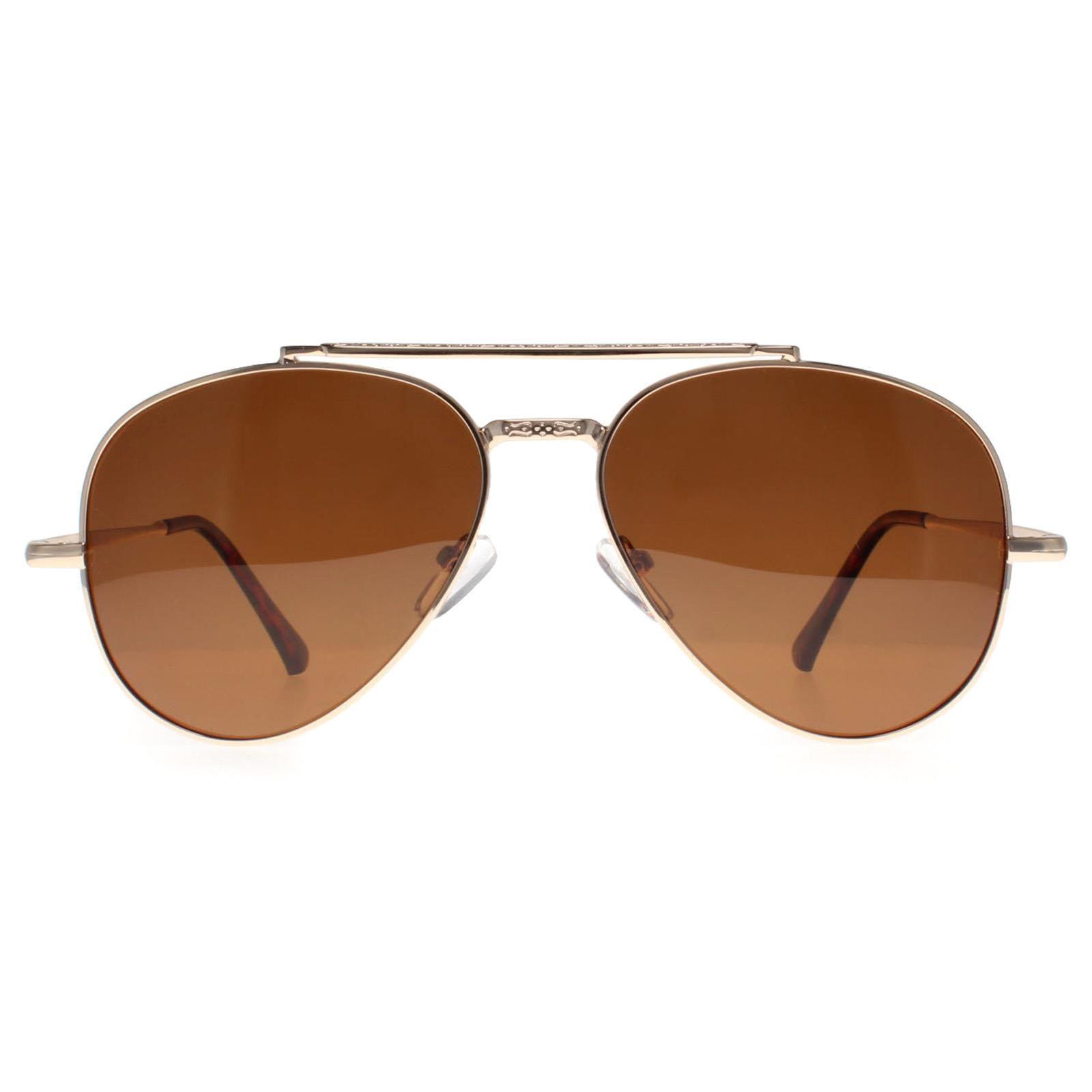 Aviator Shiny Gold Brown Polarized MP185 by MONTANA