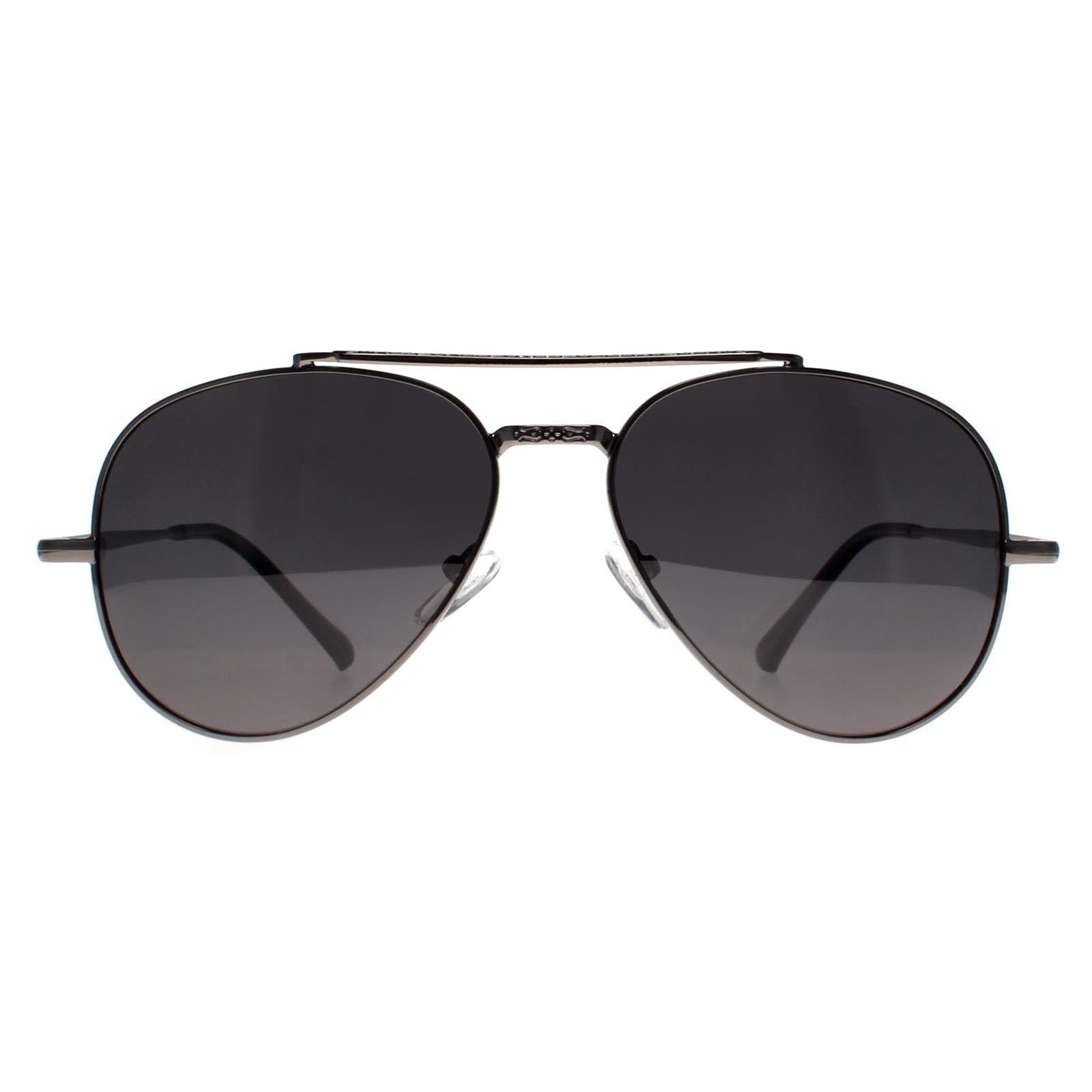 Aviator Shiny Gunmetal Smoke Grey Polarized MP185 by MONTANA