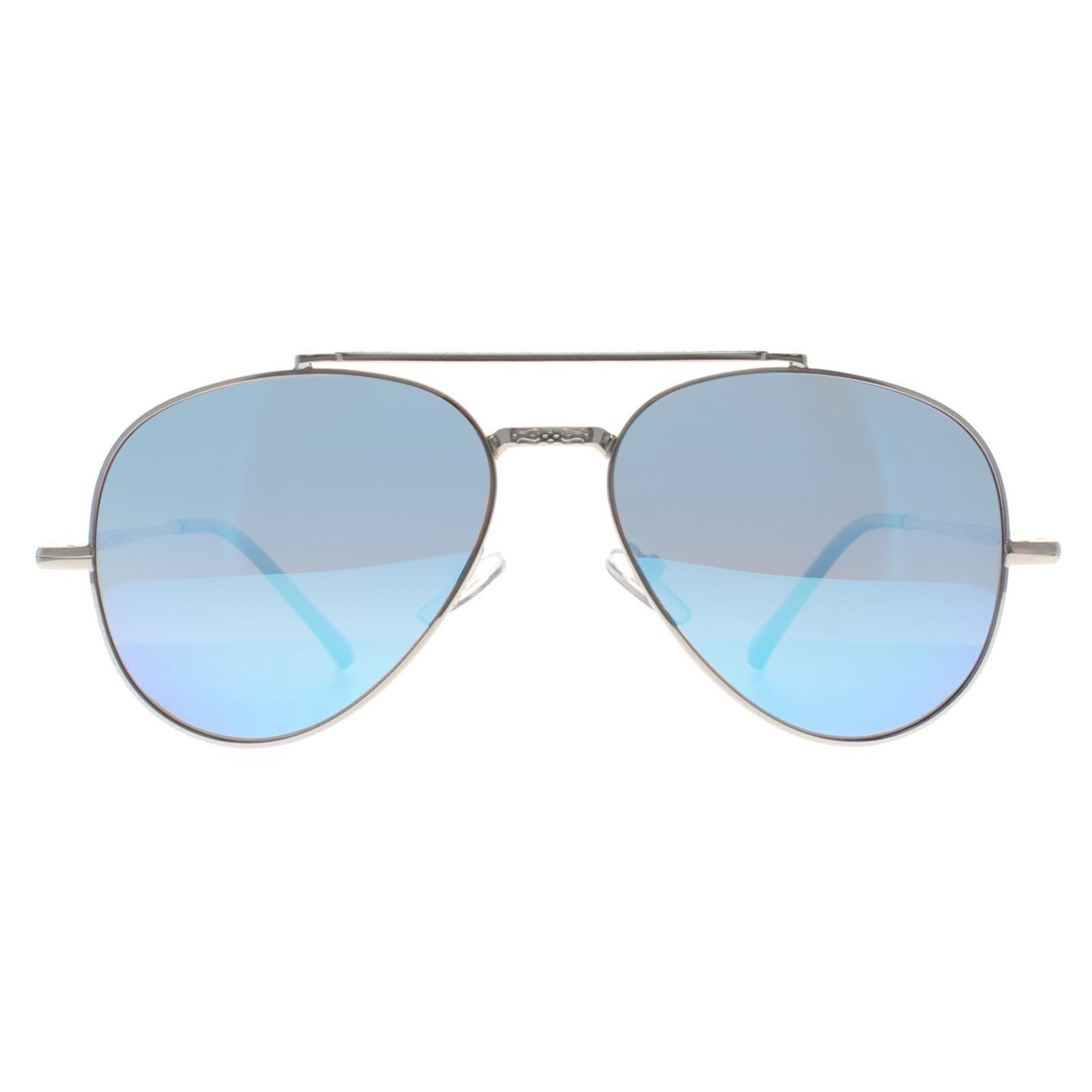 Aviator Shiny Silver Blue Polarized MP185 by MONTANA