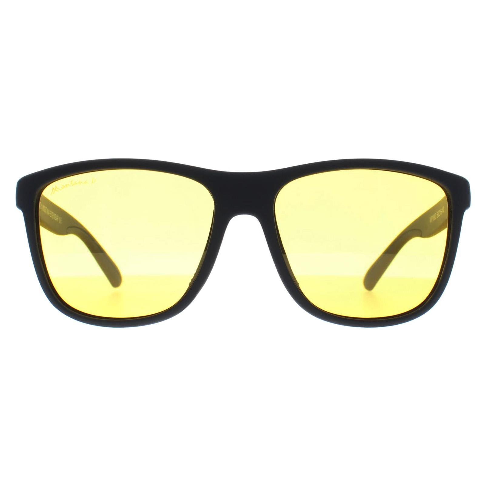 Rectangle Black Yellow Polarized MP199 Night Driving Sunglasses by MONTANA