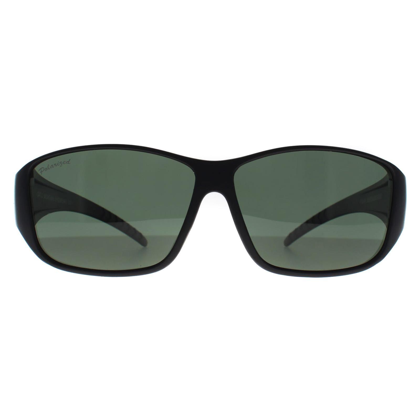 Rectangle Matte Black G15 Polarized FO4 Fit Over Glasses Sunglasses by MONTANA
