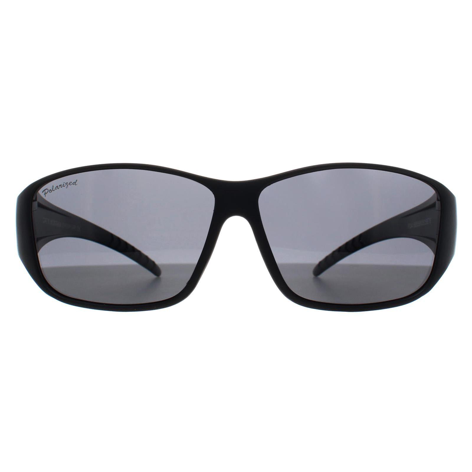 Rectangle Matte Black Smoke Polarized FO4 Fit Over Glasses Sunglasses by MONTANA