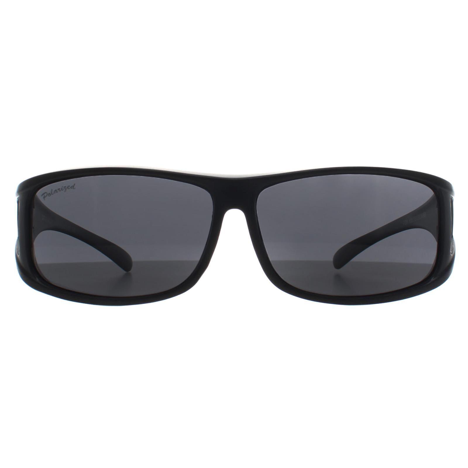Rectangle Matte Black Smoke Polarized FO5 Fit Over Glasses Sunglasses by MONTANA