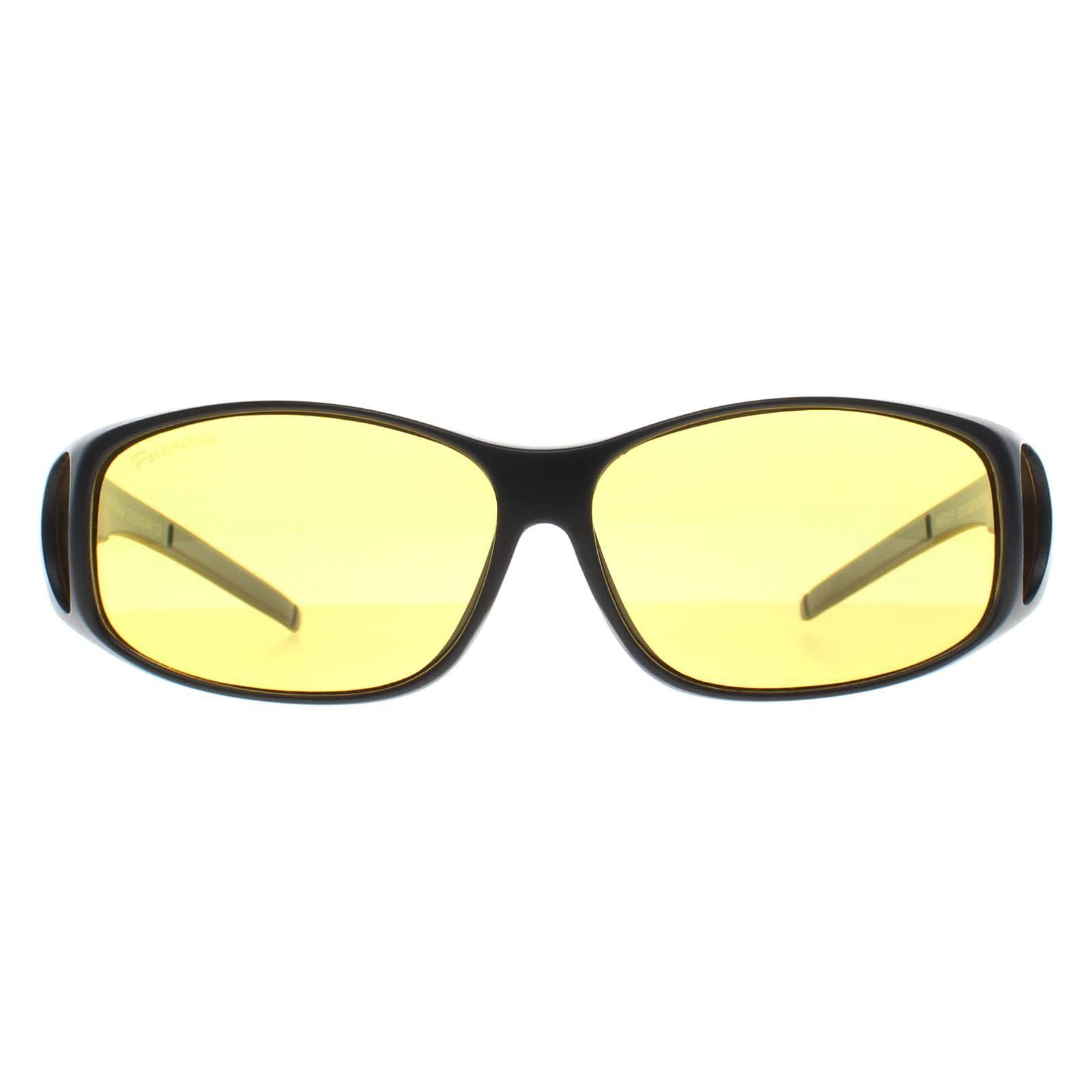 Rectangle Matte Black Yellow Polarized MFO1 Fit Over Glasses Night Driving Sunglasses by MONTANA