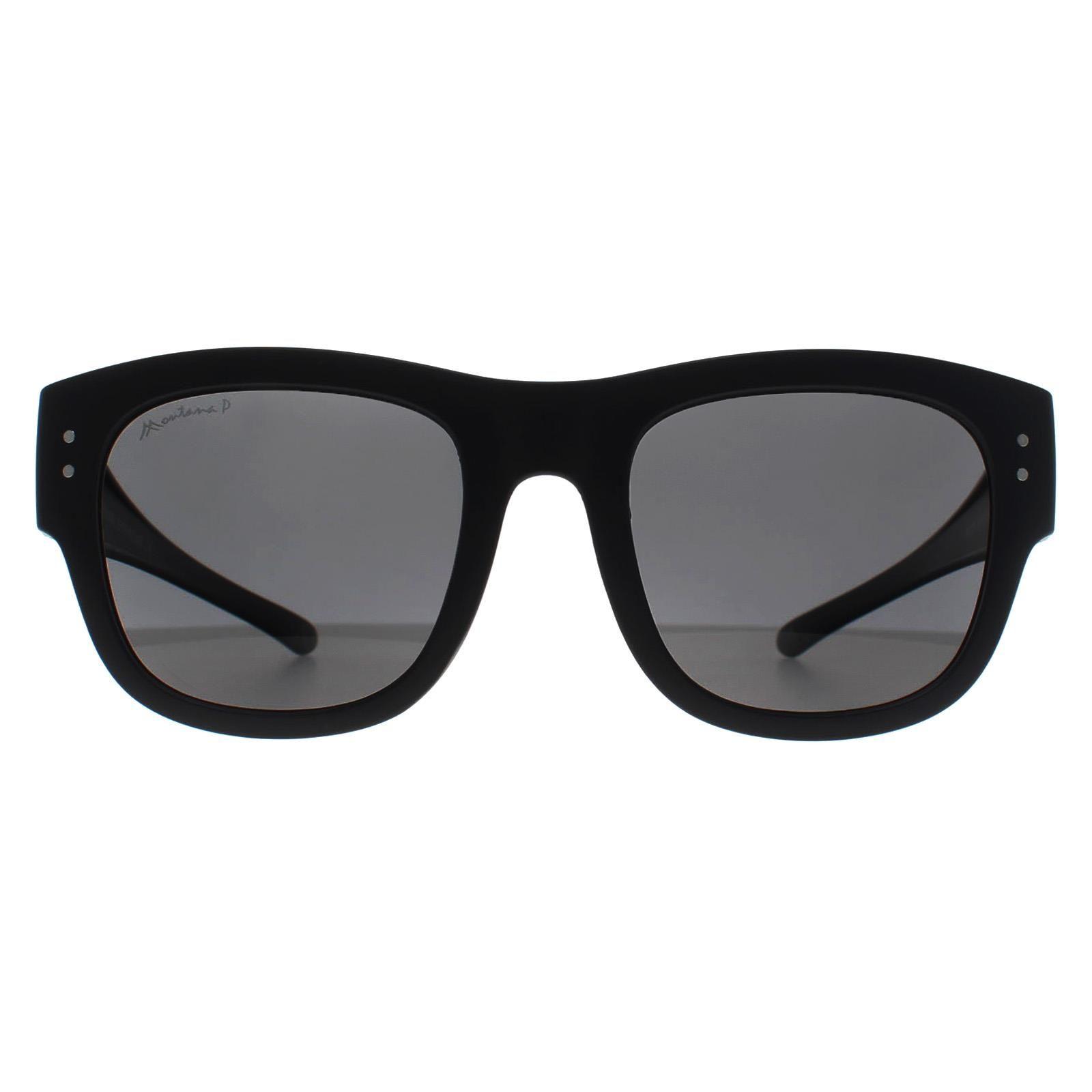 Square Matte Black Smoke Polarized FO7 Fit Over Glasses Sunglasses by MONTANA