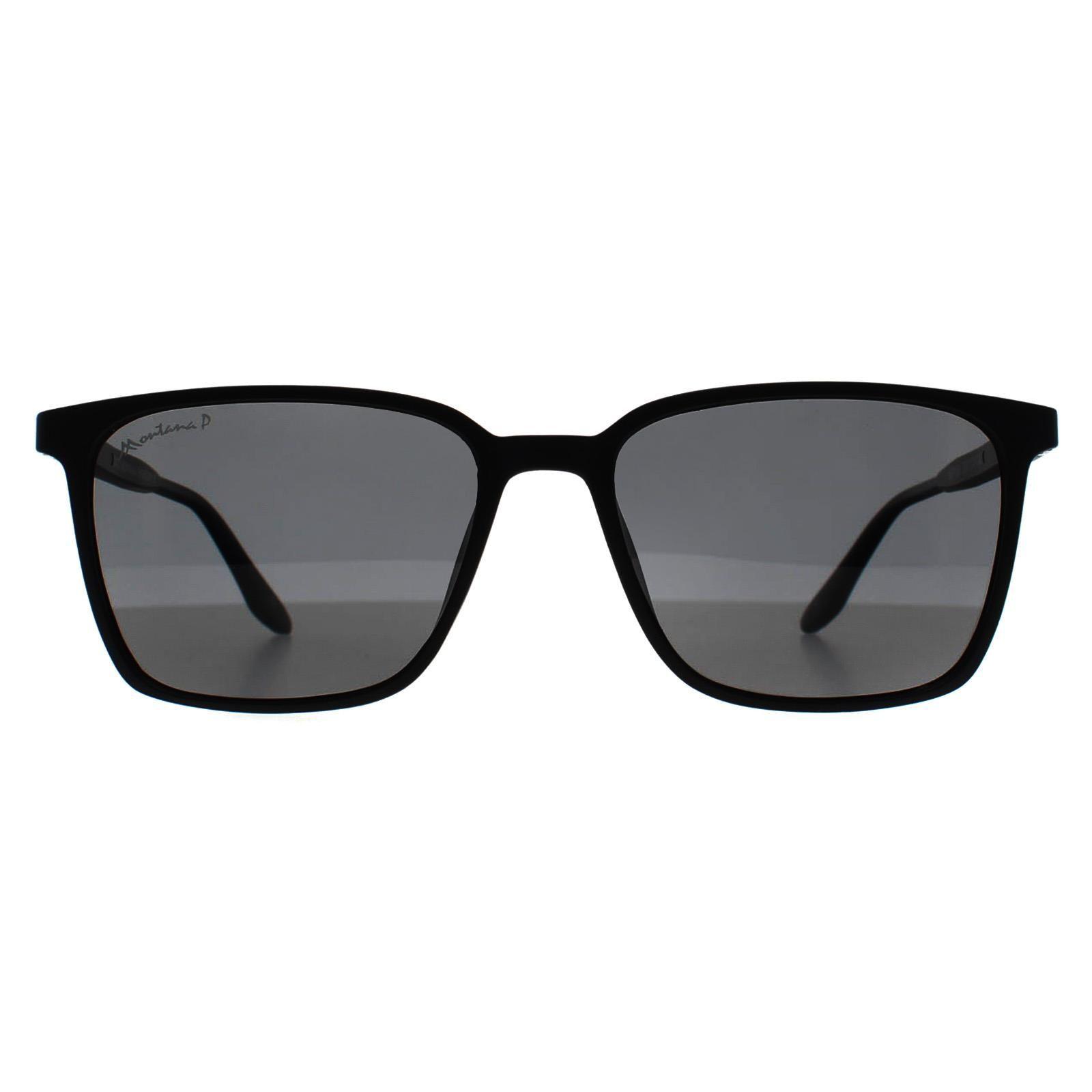 Square Matte Black Smoke Polarized MP186 by MONTANA