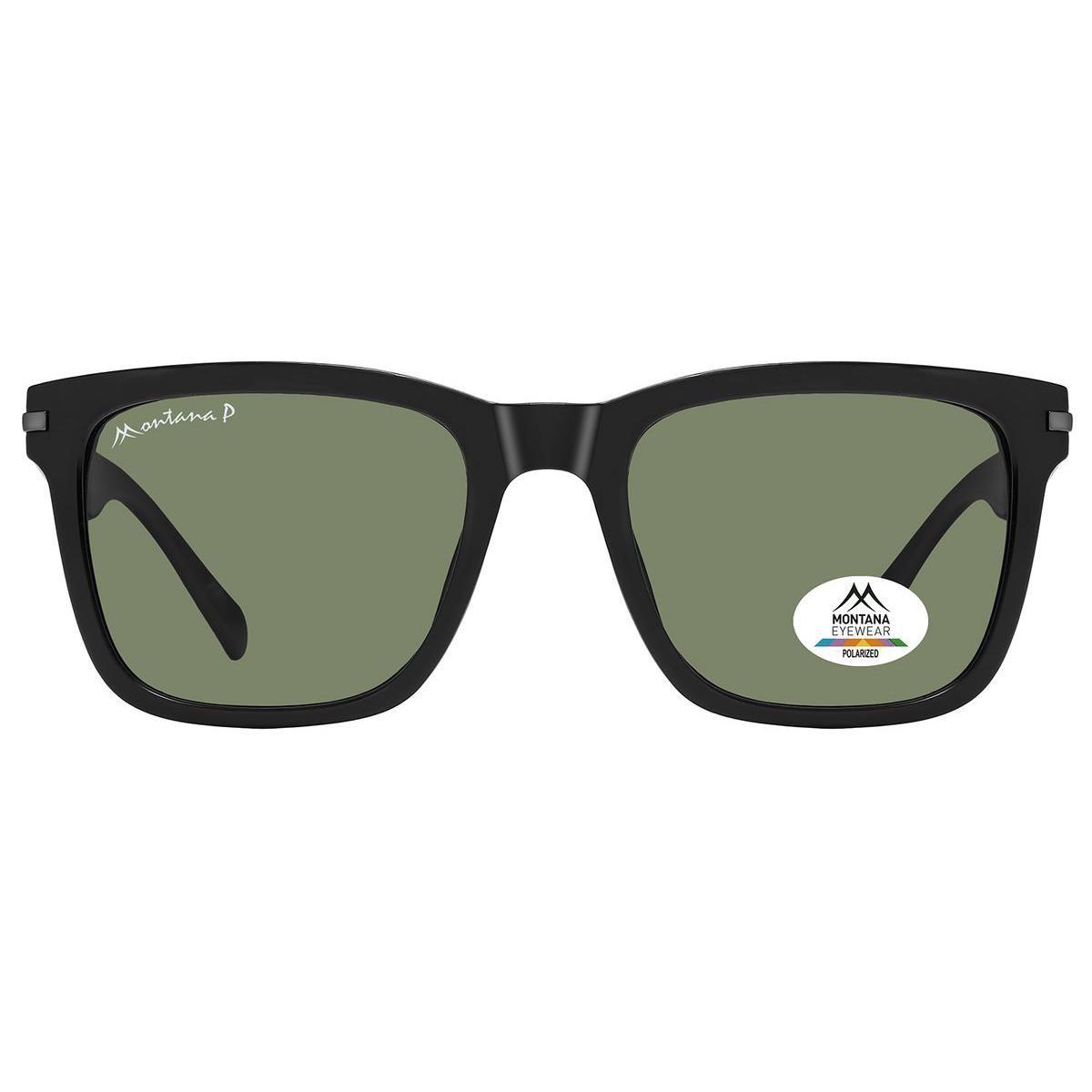 Square Shiny Black Green Polarized MP183 by MONTANA