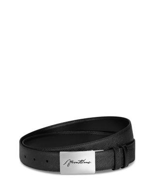 Men's Cursive Logo Pebble Leather Belt by MONTBLANC