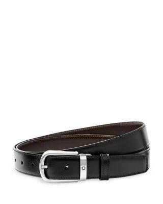 Men's Horseshoe Stainless Steel Reversible Leather Belt by MONTBLANC