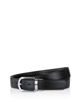 Men's Shiny Palladium-Coated Reversible Leather Belt by MONTBLANC