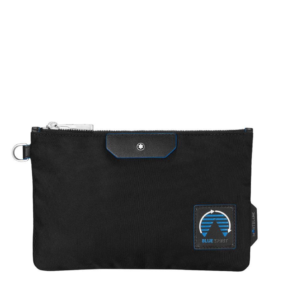 Montblanc Black Blue Nylon Spirit Medium Pouch by MONTBLANC