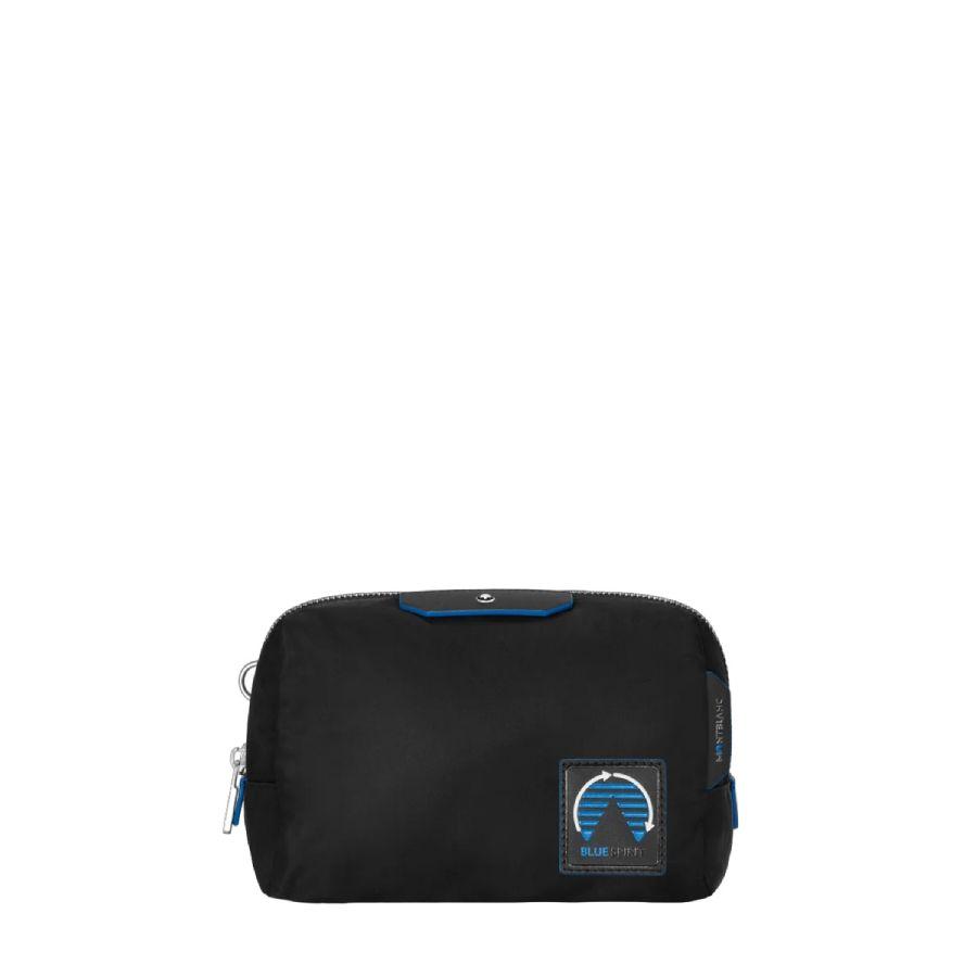 Montblanc Black Blue Spirit Medium Nylon & Leather Trim Case - Luxury Washbags by MONTBLANC