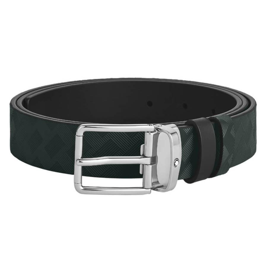 Montblanc British Green and Black 30mm Reversible Leather Belt by MONTBLANC Montblanc British Green and Black 30mm Reversible Leather Belt by MONTBLANC