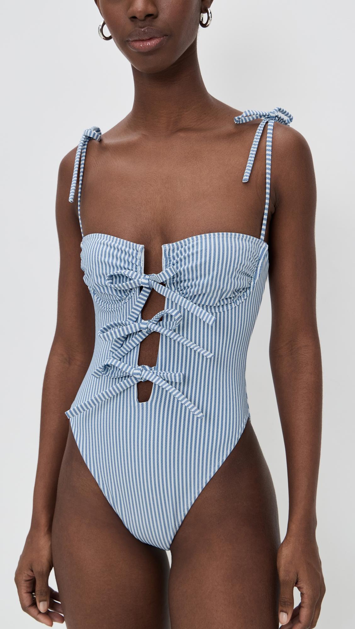 Classic Blue Stripe Trois One Piece by MONTCE