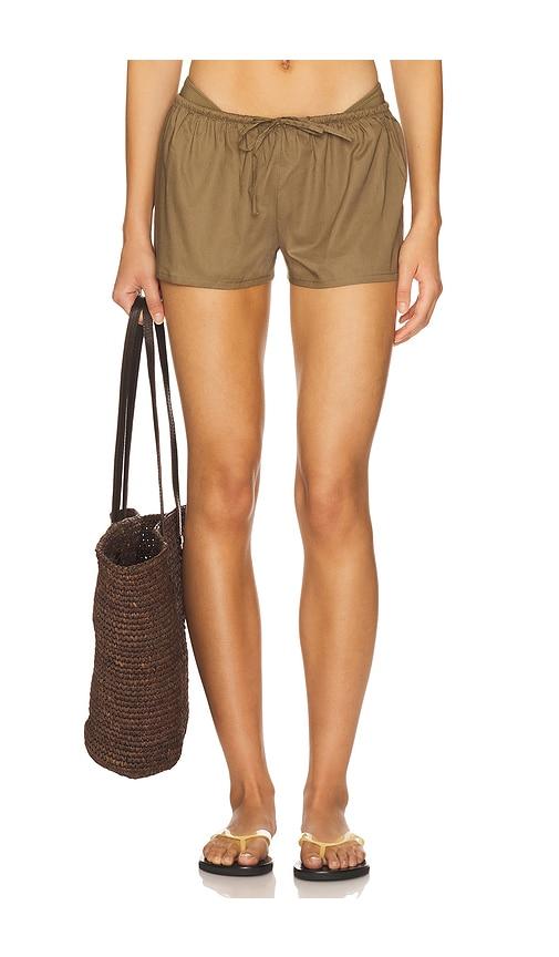 Montce Low-Rise Drawstring Shorts in Olive by MONTCE