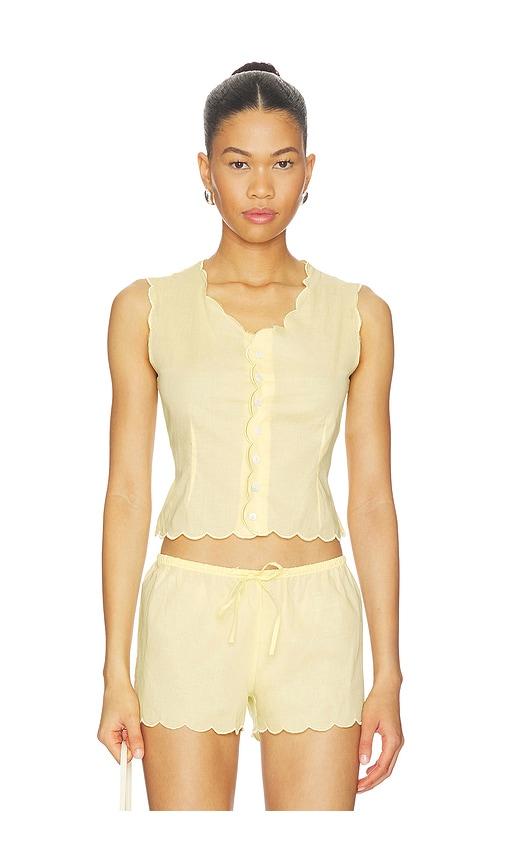 Montce X Elsa Hosk Scalloped Vest Top in Yellow by MONTCE