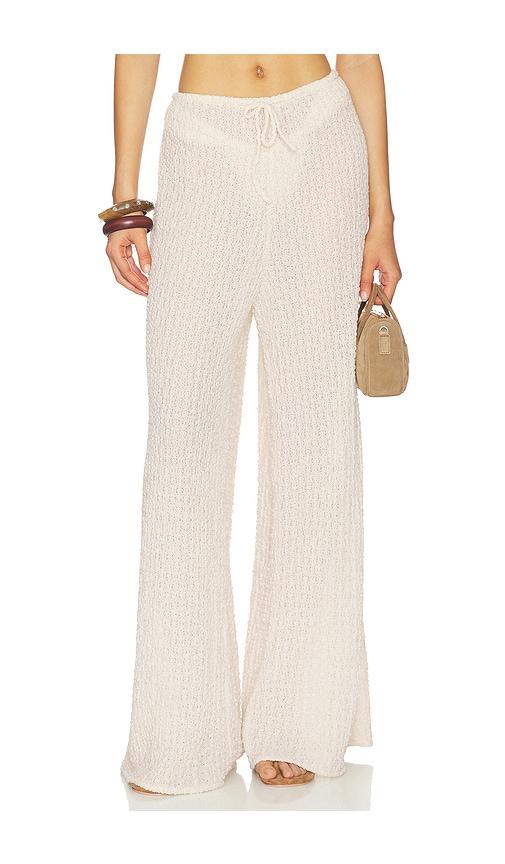 Montce x Elsa Hosk Drawstring Wide Leg Pant in Beige by MONTCE