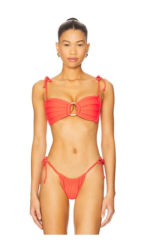 Montce Swim Tori Ties Bandeau Bikini Top in Red by MONTCE SWIM