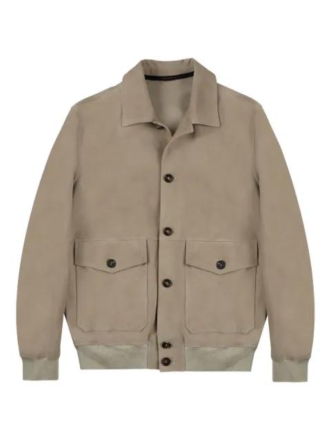 buttoned suede leather jacket by MONTEDORO