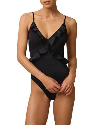 Lustre Frill Wrap One Piece Swimsuit by MONTE&LOU