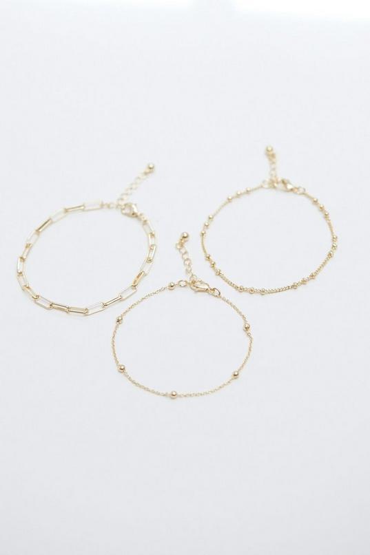 Mood Gold Polished Ball Fine Chain Bracelets by MOOD