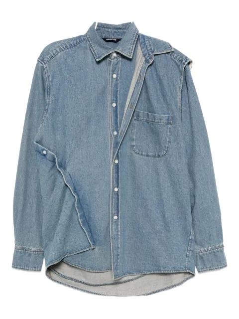 double-layered denim shirt by MOOHONG