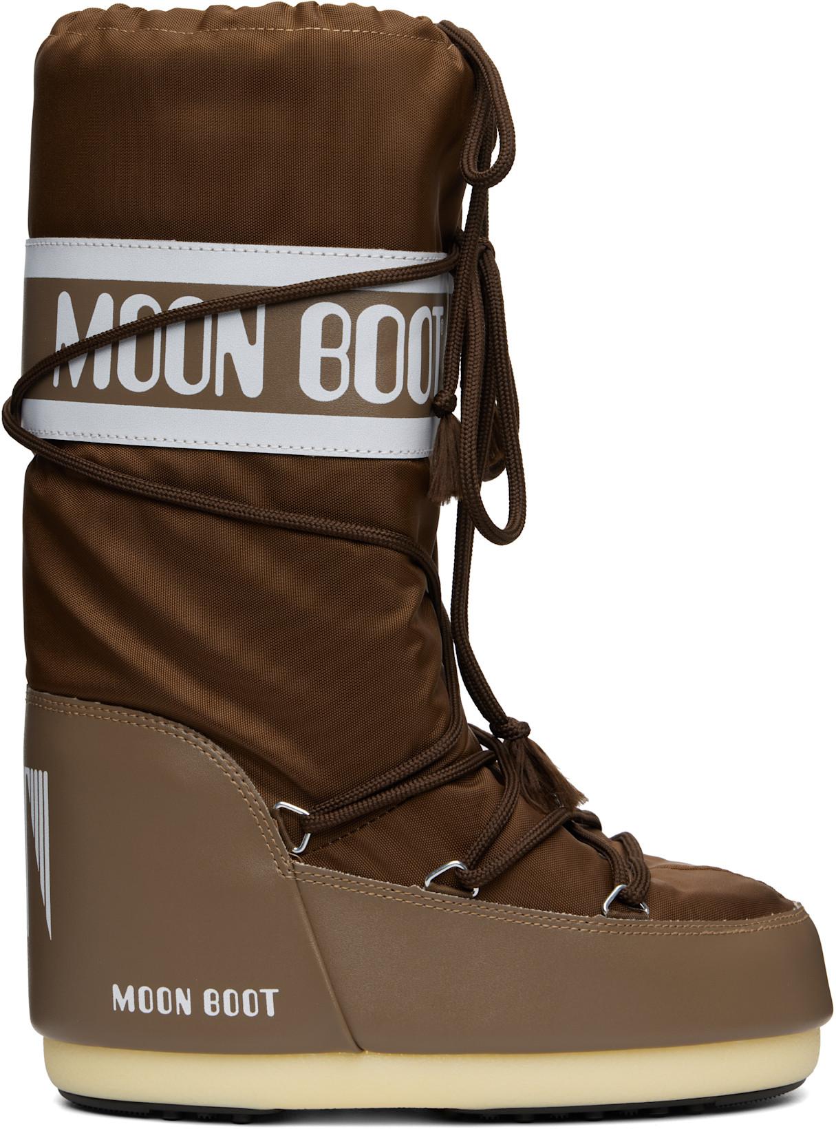 Brown Icon Nylon Boots by MOON BOOT