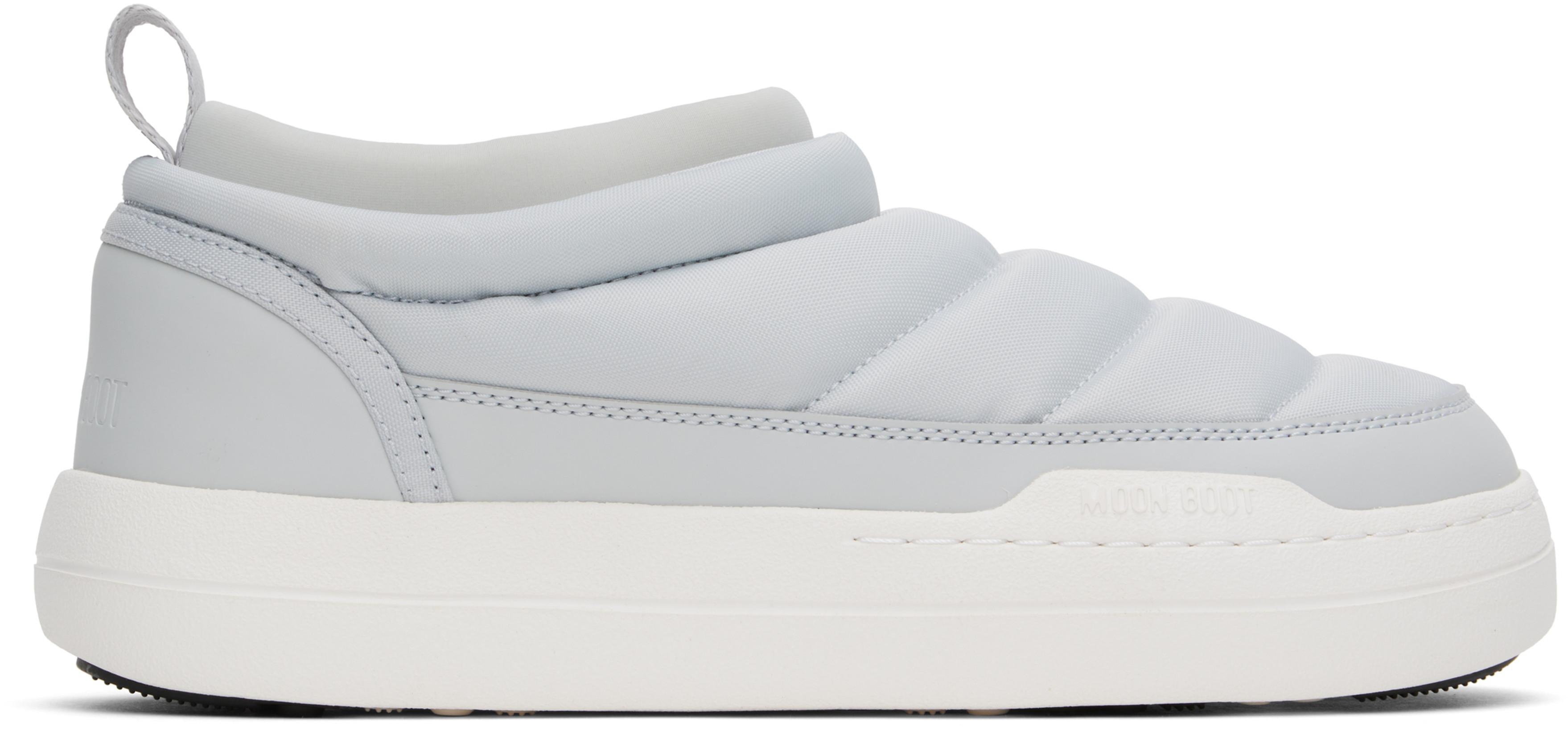 Gray & White Park Soft Nylon Loafers by MOON BOOT