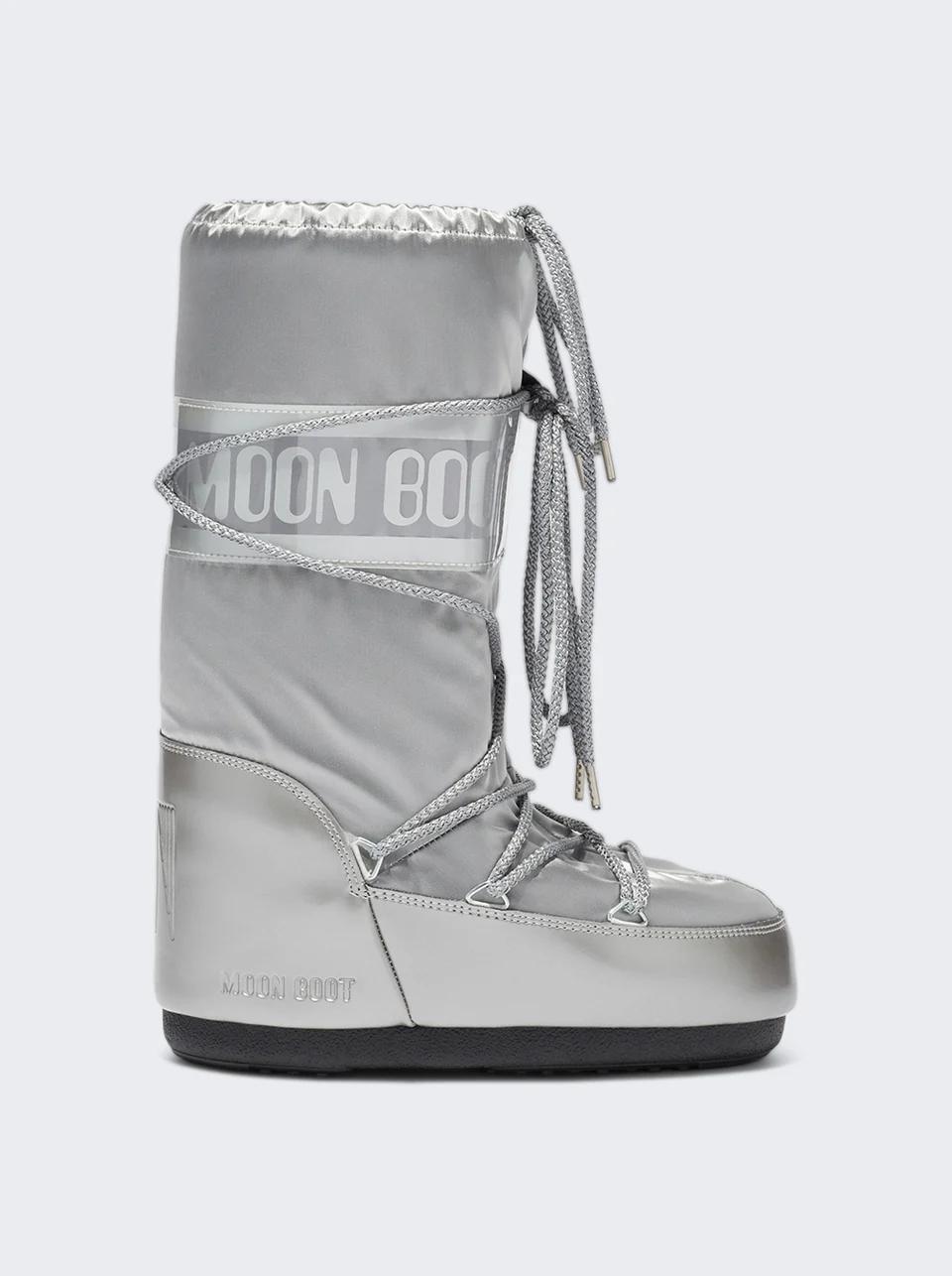Icon Glance Satin Boots Silver by MOON BOOT