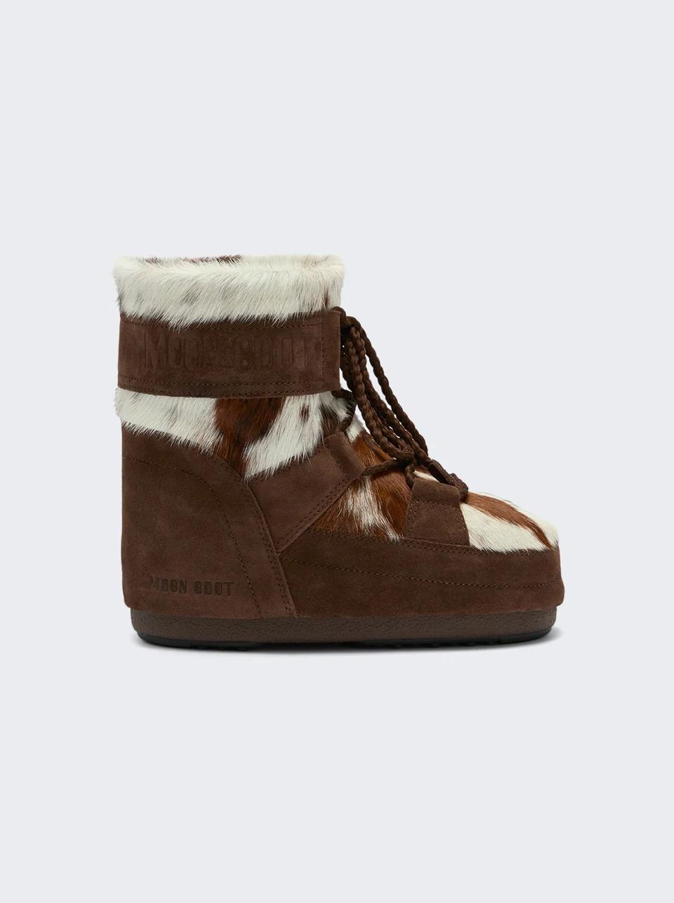 Icon Low Archive 1985 Cow Hide Boots White and Cocoa by MOON BOOT