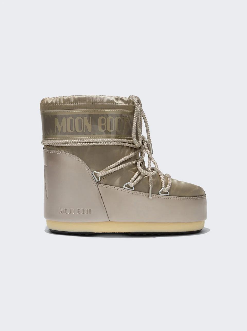 Icon Low Glance Satin Boots Platinum by MOON BOOT
