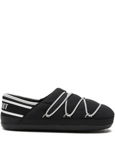 Icon embellished slippers by MOON BOOT