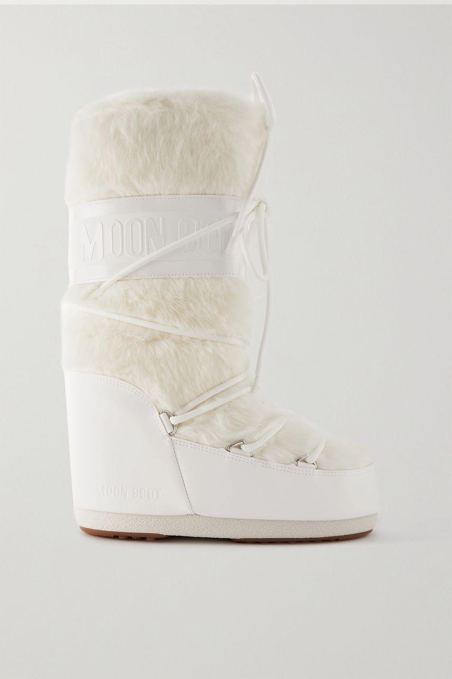 Icon faux fur and faux leather snow boots by MOON BOOT