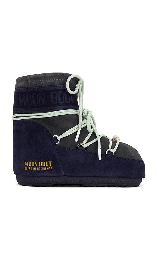 MOON BOOT X Guest in Residence Low Suede Beads Boot in Navy by MOON BOOT