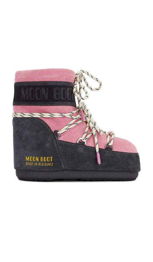 MOON BOOT X Guest in Residence Low Suede Beads Boot in Pink by MOON BOOT