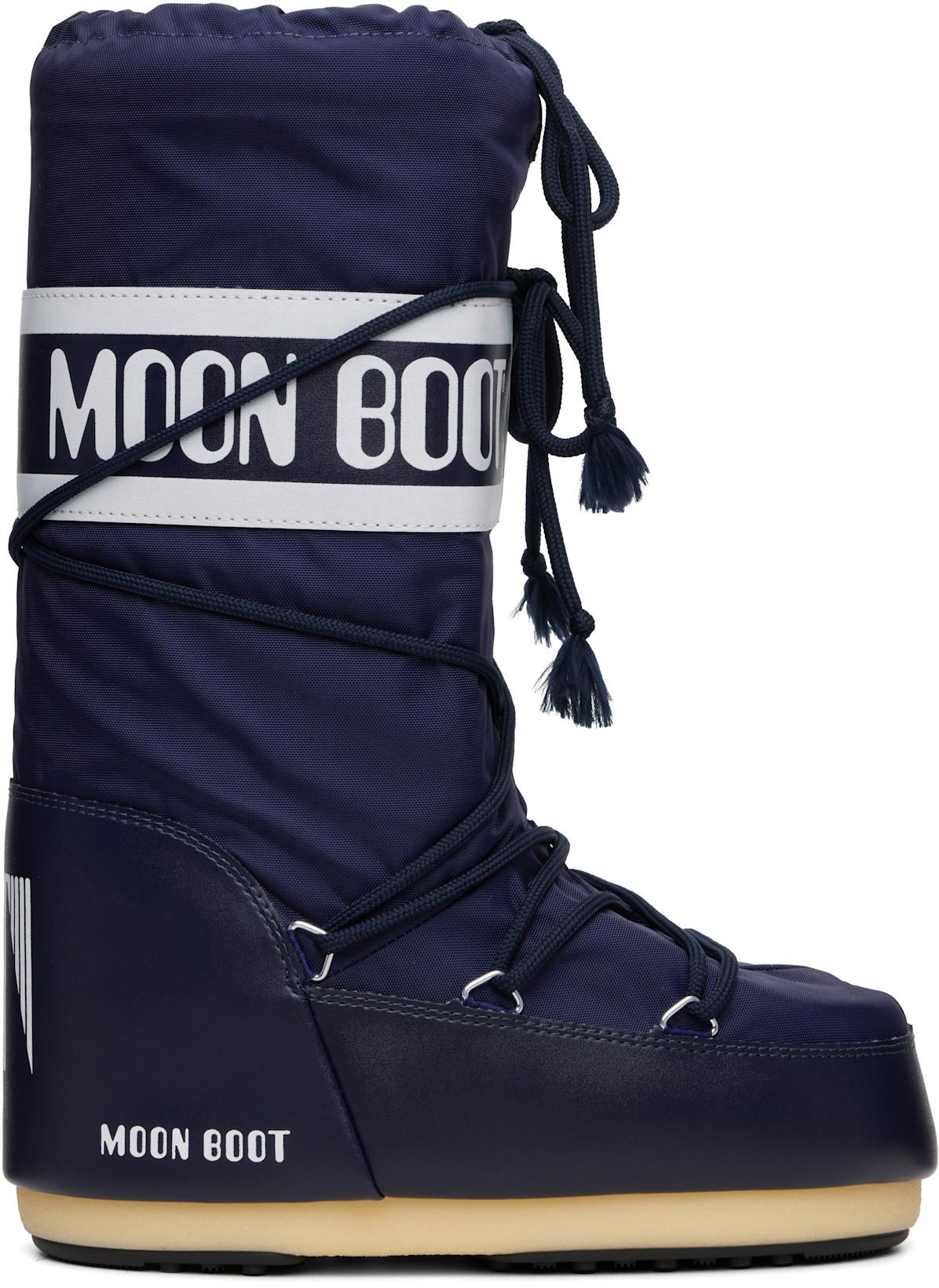 Navy Icon Nylon Boots by MOON BOOT