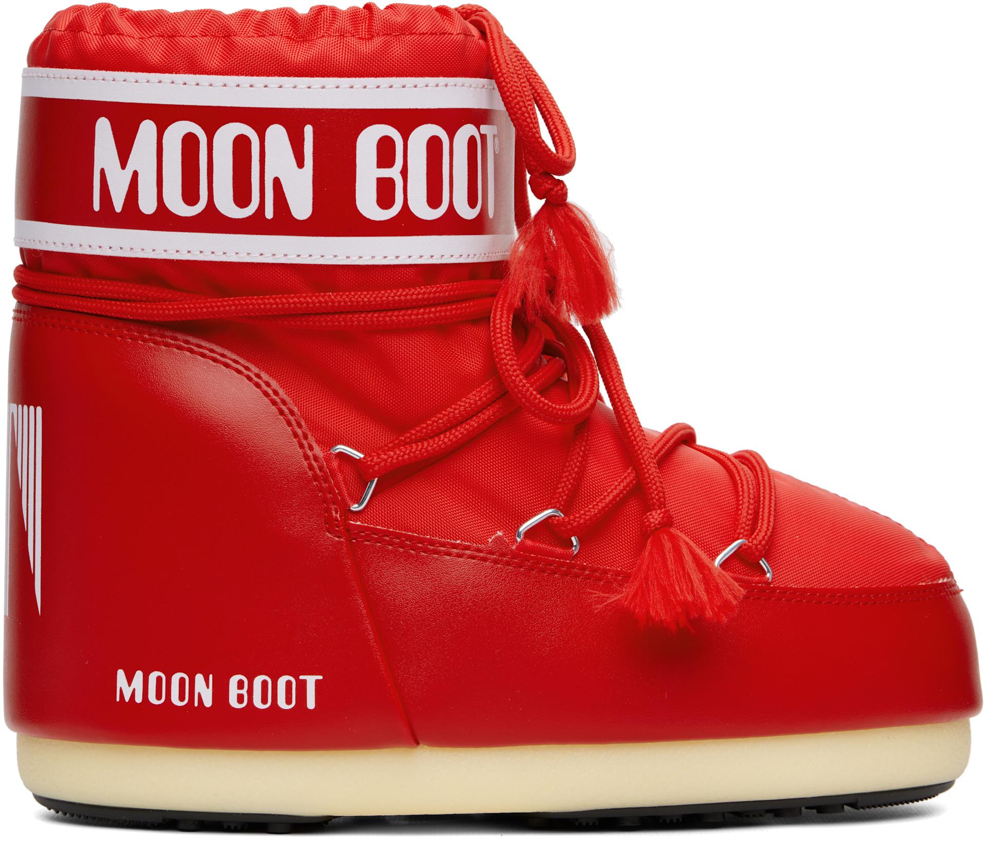 Red Icon Low Nylon Boots by MOON BOOT