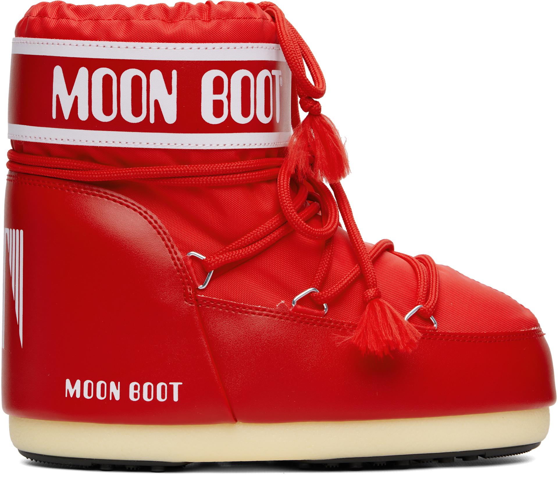Red Icon Low Nylon Boots by MOON BOOT