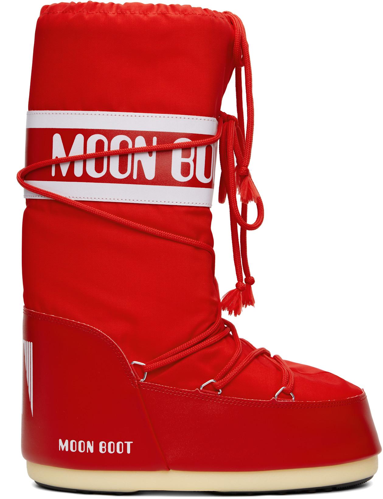 Red Icon Nylon Boots by MOON BOOT