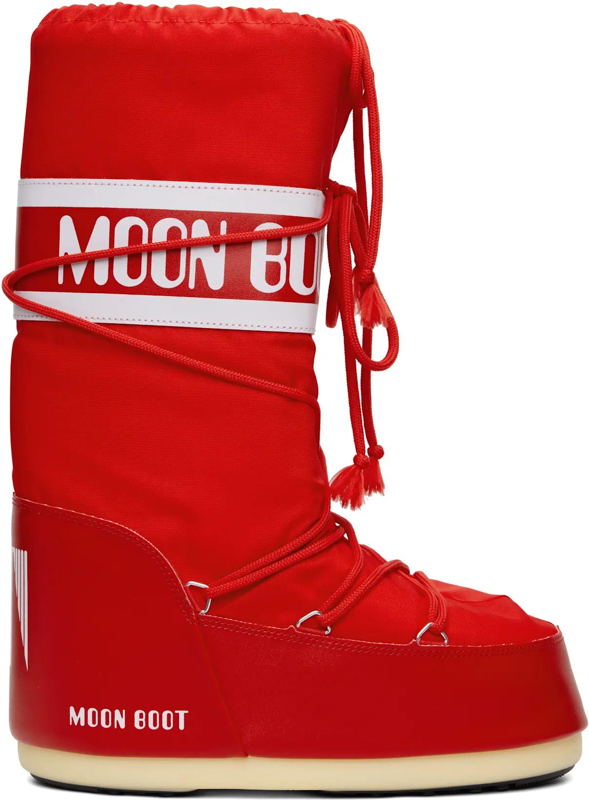 Red Icon Nylon Boots by MOON BOOT