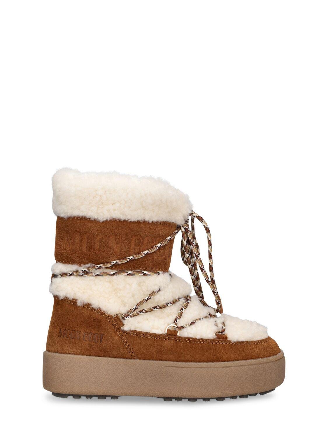 Shearling & Suede Ankle Snow Boots by MOON BOOT