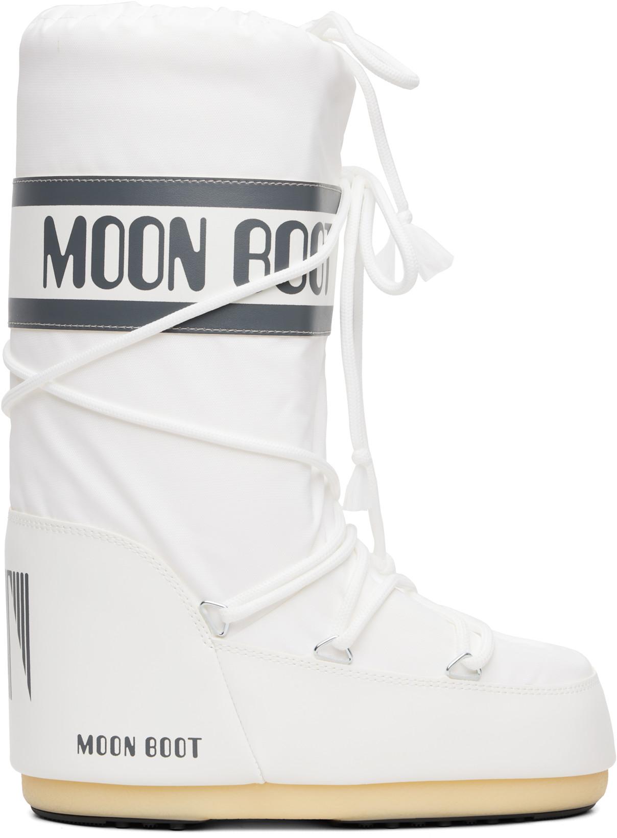 White Icon Nylon Boots by MOON BOOT